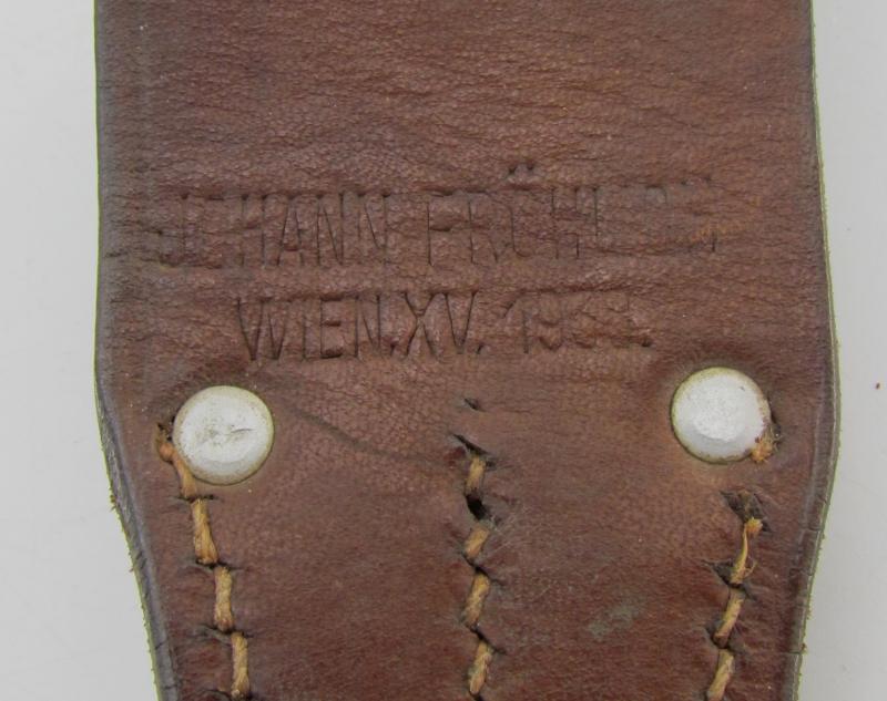 Early K98 bayonet frog in brown leather 1938