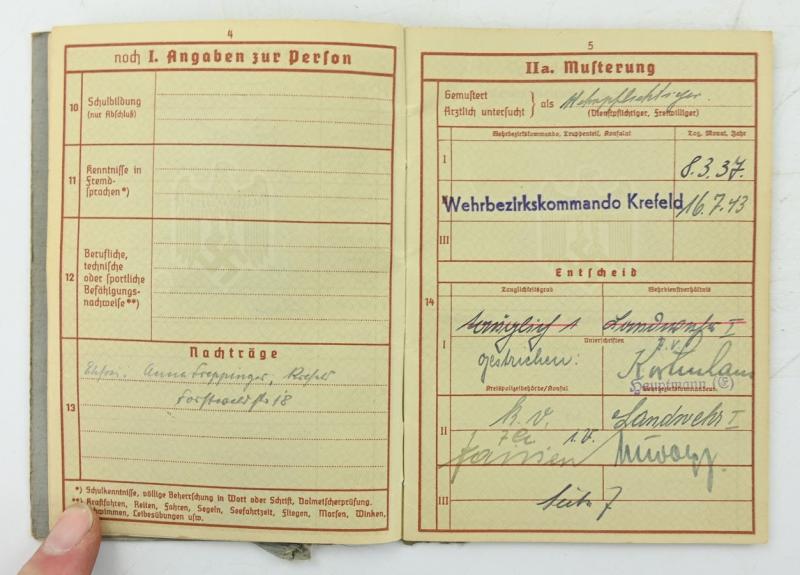 German WH Wehrpass WW1 Veteran