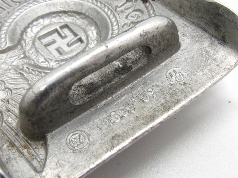 Waffen-SS Aluminum Belt Buckle - RZM 155/39 SS