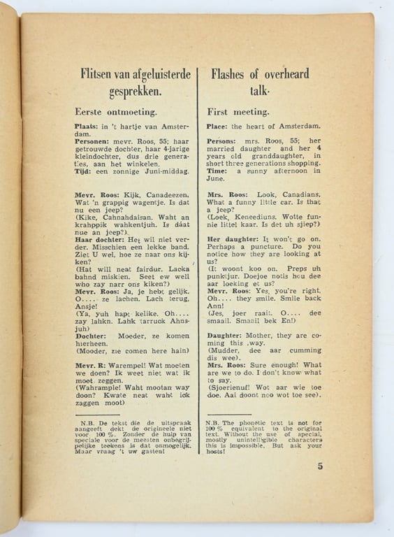 Canadian/Dutch WW2 Booklet 'Hello Tommies'