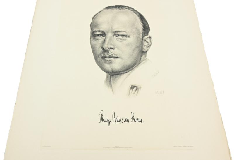 German Portrait Print/Litho of Philipp 'Prinz' von Hessen by K.J.Böhringer