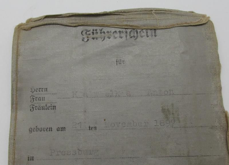Führerschein 1938 (Drivers Licence) with photo
