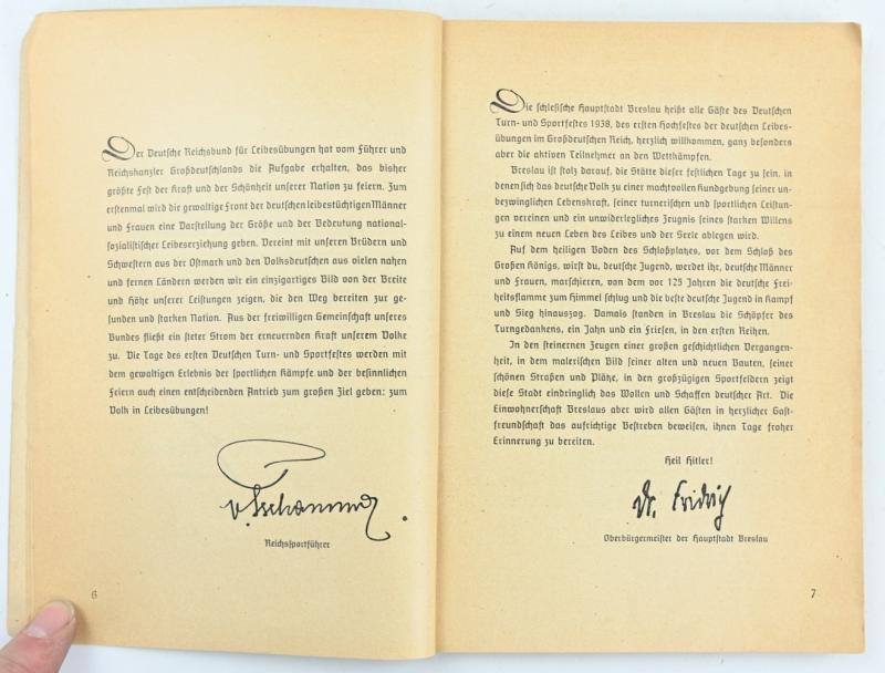 German Program booklet 'Turn-und Sportfest Breslau 1938