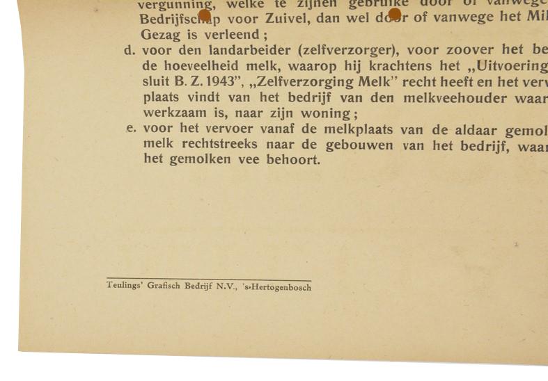 Dutch Military Authority Poster 'Milk Transport'