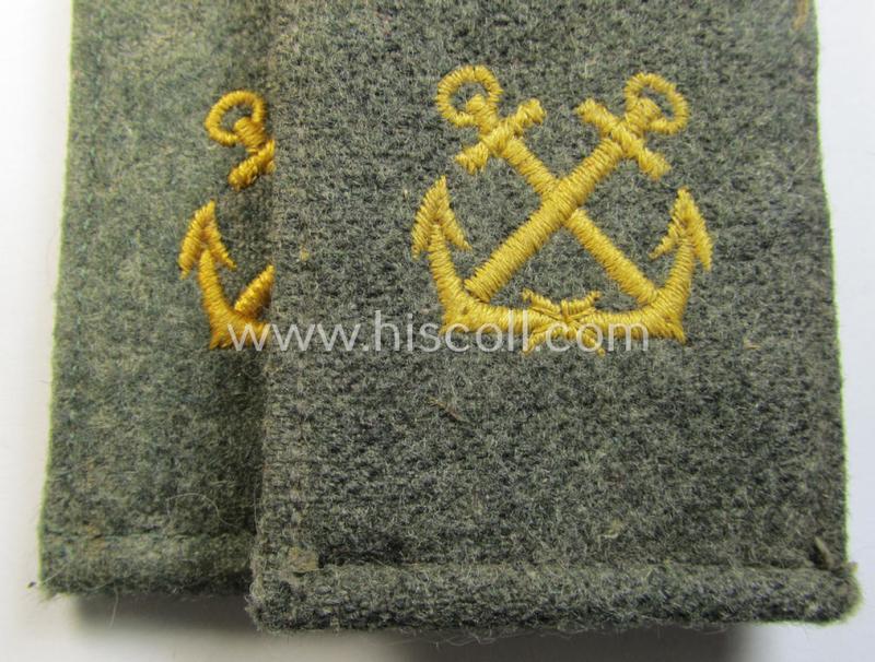 Attractive - albeit minimally mis-matched - pair of 'cyphered'- (and I deem early- ie. mid-war-period) WH (Kriegsmarine) enlisted-mens'-type shoulderstraps as was intended for usage by a: 'Soldat eines Küsten-Artillerie-Abteilungs'