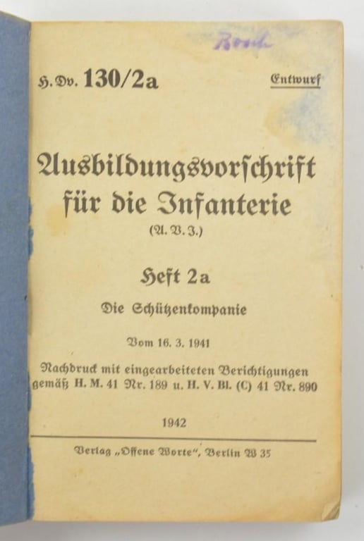 German WH Book 'Infantry Regulations' Part 2a