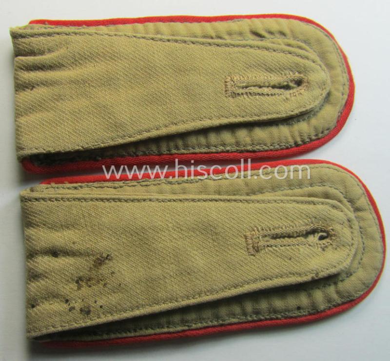 Superb - and/or fully matching! - pair of WH (Luftwaffe) 'tropical-styled', NCO-type shoulderstraps (as was specifically intended for usage onto the tropical-shirts ie. tunics) as was intended for an: 'Oberfeldwebel. o. Oberwachtmeister der Flak-A...