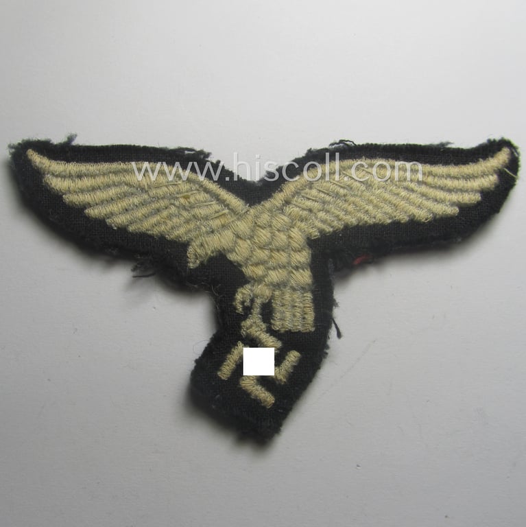 Moderately used- ie. worn, WH (Luftwaffe) EM- (ie. NCO-) 'down-tailed'-pattern breast-eagle