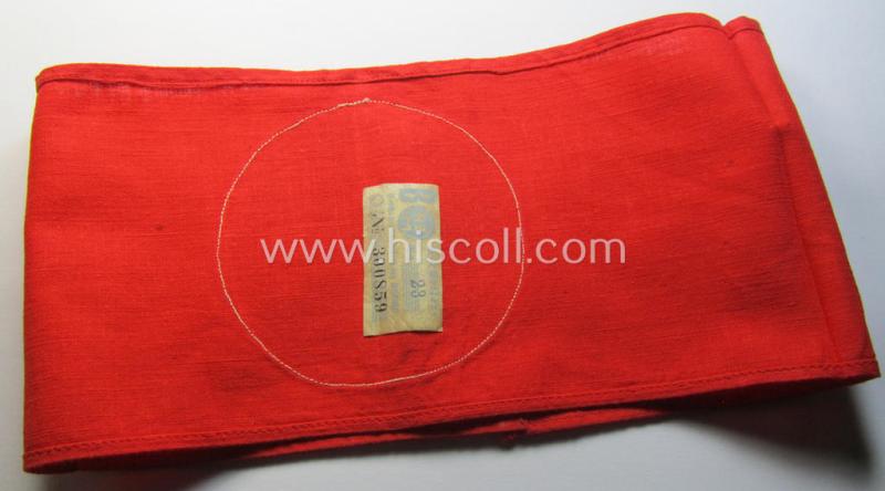 Attractive, linnen-based armband (ie. 'Armbinde') as was intended for usage by the staff of the: 'SA-Wehrmannschaften' (being a hardly used example that still shows its period-attached so-called: 'RzM'-etiket)