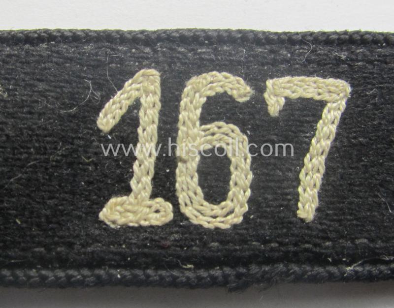 Single, black-piped so-called: 'DJ- o. Deutsches Jungvolk' shoulderstrap as was intended for usage by a: 'DJ-Mitglied' who served within the: 'Bann 167' (167 = 'Fulda')