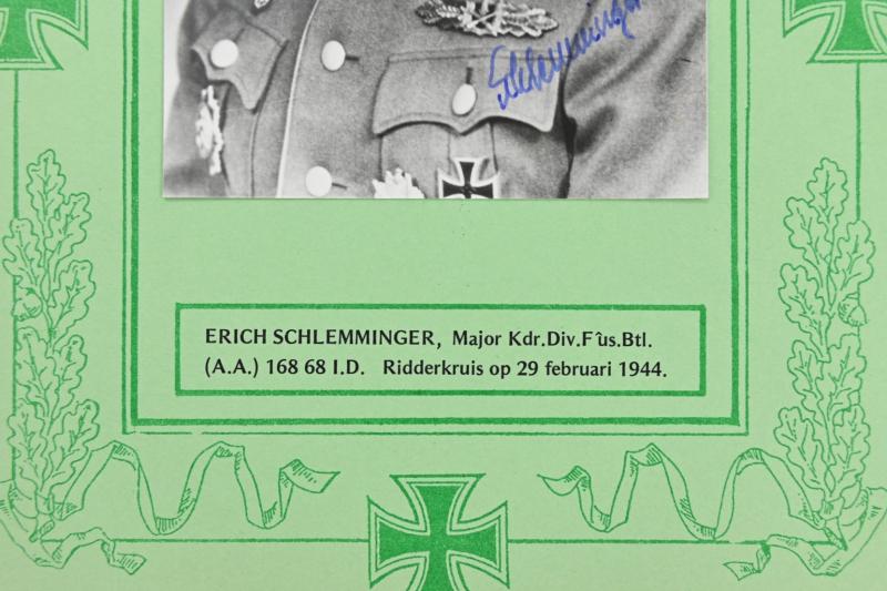 Signature of Wehrmacht Heer KC Recipient 'Erich Schlemminger'