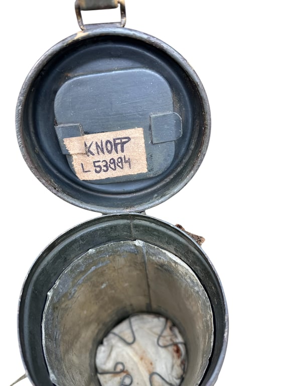 Camo Gasmask (Normandy) Found in Caen Normandy (mask is missing) Named