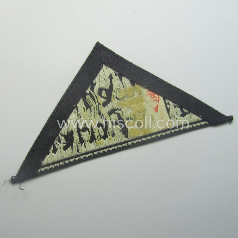 'HJ' ('Hitlerjugend') ie. 'BDM' ('Bund Deutscher Mädel'-) district-triangle (ie. 'Gebietsdreieck') entitled: 'West Köln-Aachen' being a moderately used- ie. worn example
