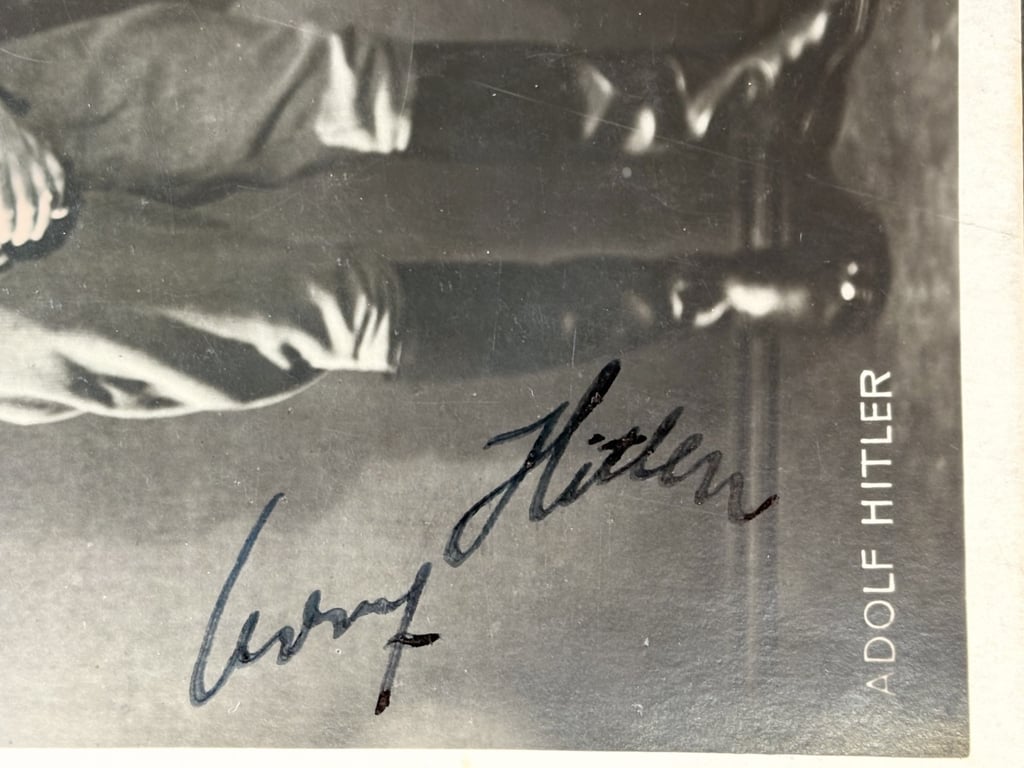 Extremely Rare Early 1920s Authentic Adolf Hitler Hand Signed Ink Signature on a Hoffmann Postcard.