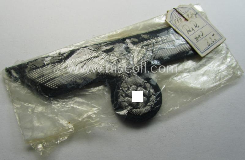 WH (Heeres) officers'-type, hand-embroidered breast-eagle (ie. 'Brustadler für Offiziere') that came stored in its period, 'Cellophan' pouch