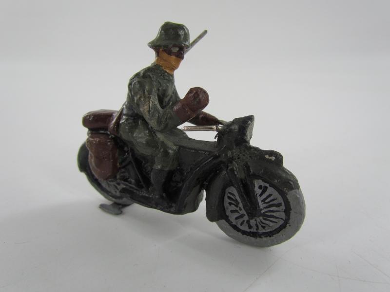 German Soldier On a Motor Bike ( Lineol )