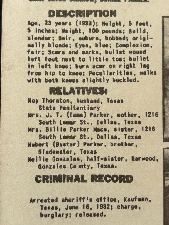 AUTHENTIC ORIGINAL BONNIE & CLYDE ISSUED WANTED POSTER DATED 1934