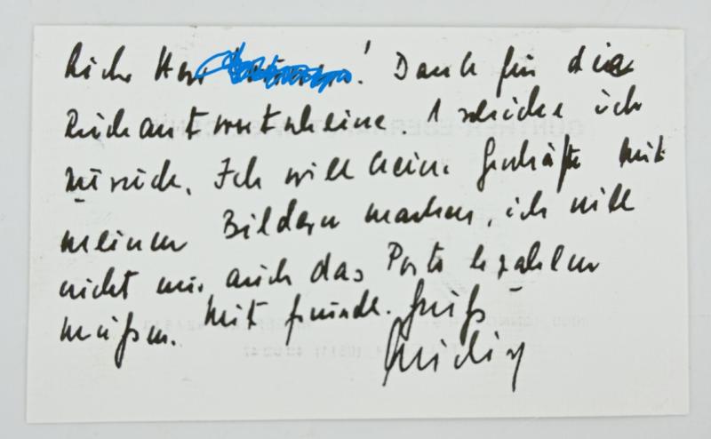 Signature of Waffen-SS KC-OLC Recipient 'Günther-Eberhardt Wisliceny'