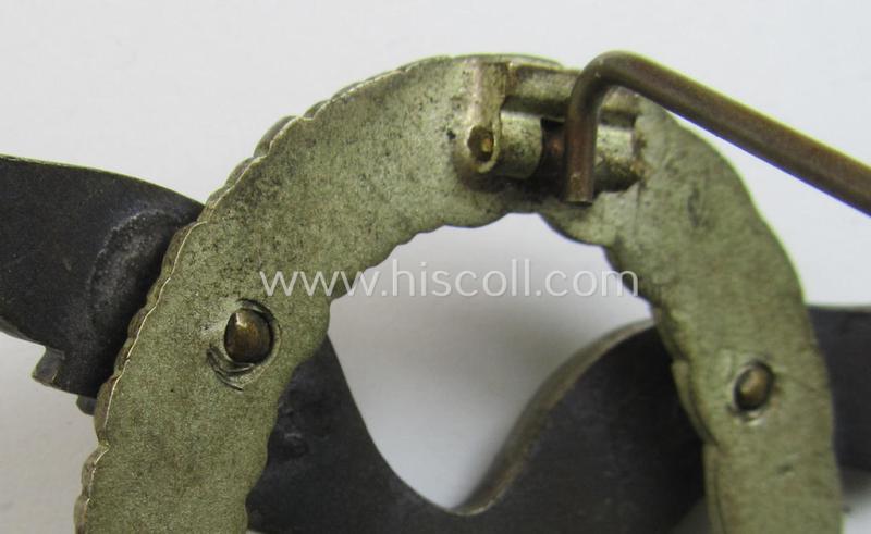 Attractive, WH (Luftwaffe) 'Flugzeugführer-Abzeichen' (or: pilots'-badge) being a mid-war-period- and neatly 'Buntmetall'-based (albeit non-maker-marked) example as was produced by the: 'Friedrich Linden'- (ie. 'FLL'-) company