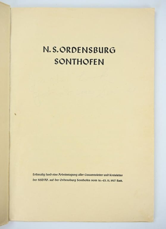 German NSDAP Booklet 'NS-ordensburg Sonthofen'