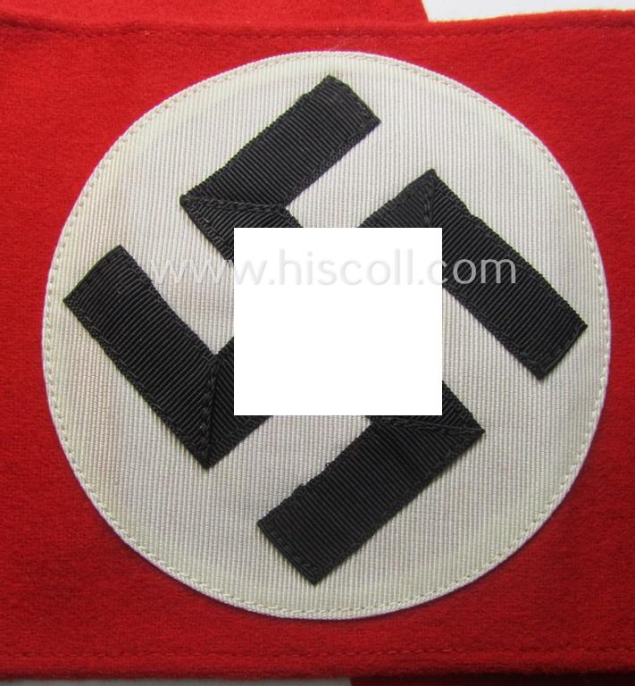 'Extra Qualität', N.S.D.A.P.-pattern, smooth-woolen-based swastika-armband (ie. 'Armbinde') that still retains its period 'RzM'-etiket