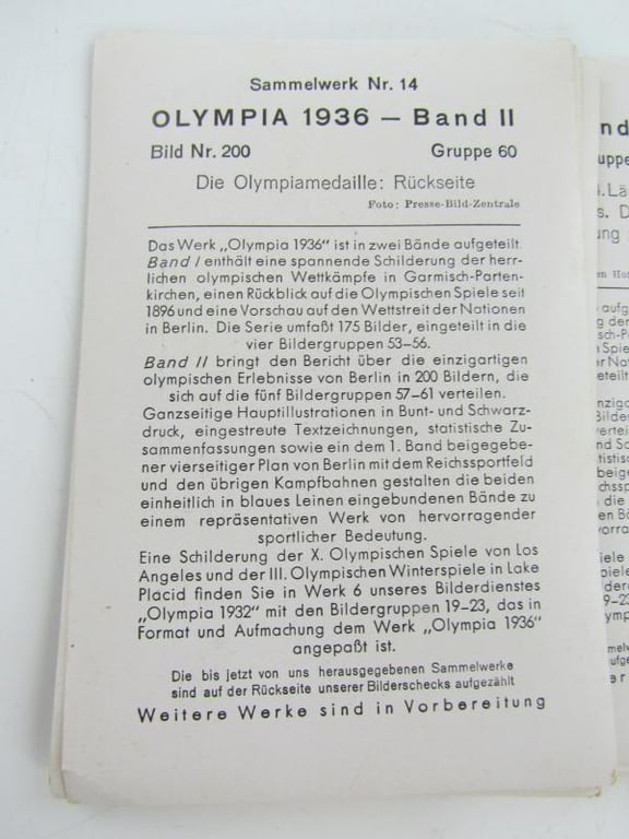 Collection pictures Olympia 1936 ( Bilder Gruppe 60 )