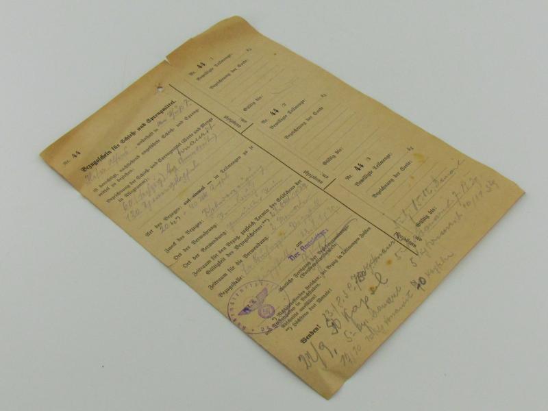 Purchase certificate for shooting supplies and explosives