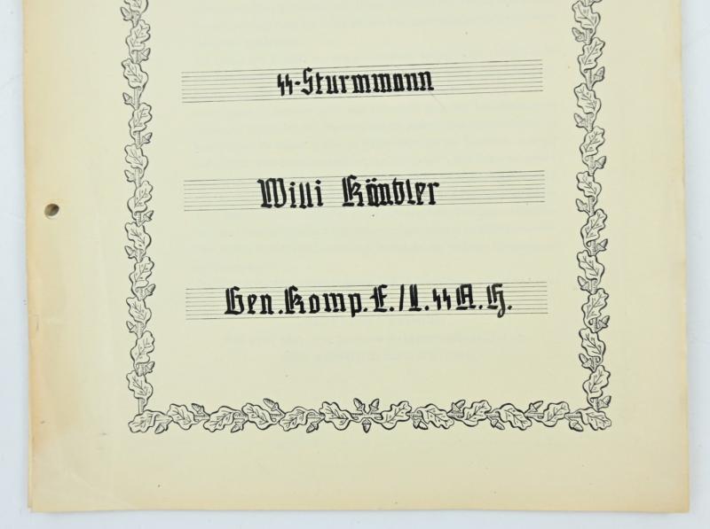 German Waffen-SS Ehren-Chronik 'SS-Sturmmann Willi Köndler'