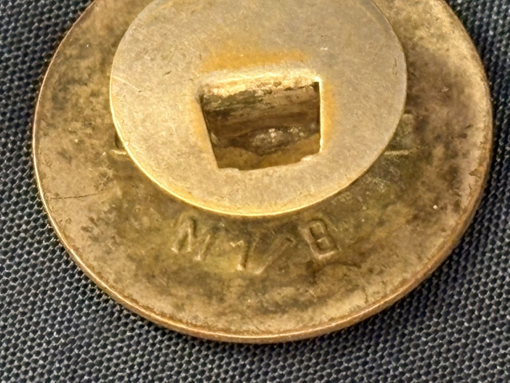 HARDER TO FIND WWII GERMAN NSDAP PARTY BADGE BUTTON HOLE FIXING BY FERDINAND WAGNER.