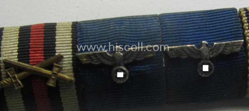 6-pieced, WWI- (ie. WWII and/or TR-) period ribbon-bar (ie. 'Feld- o. Bandspange') showing various WWII-period awards (amongst which a Czech 'Anschluss'-medal with attached, tiny but very detailed 'PB'-bar)