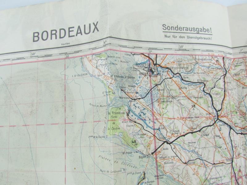 Luftwaffe Navigation Map Bordeaux France 1933  ( SCHWERTER ZU PFLUGSCHAREN)
