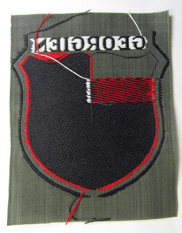 Superb, 'BeVo'-type armshield entitled: 'Georgien' (being a 'virtually mint- ie. unissued' example as intended for a volunteer who served within the 'Deutsche Wehrmacht' ie. within the 'Georgisches Legion')