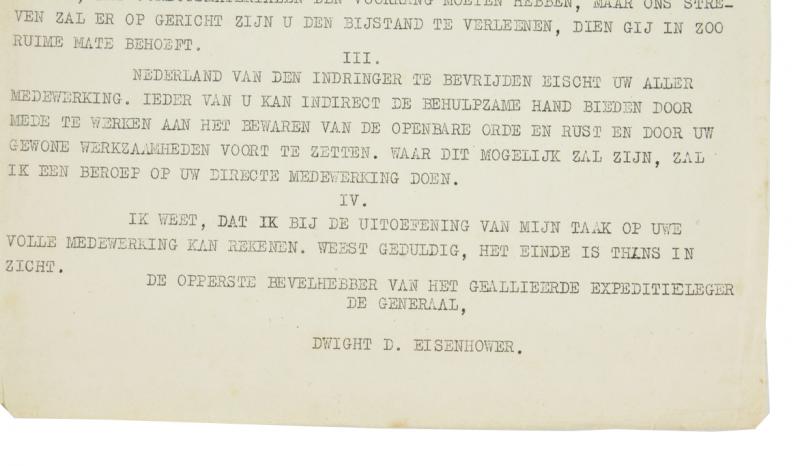 Dutch Proclamation Leaflet 'Eisenhower'