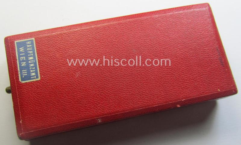 WH Austrian-occupation- (ie. 'Anschluss'-) medal: '13. März 1938' being a very attractive (and minimally tarnished) example that comes stored in its bright-red-coloured- and/or nicely maker-marked etui as issued