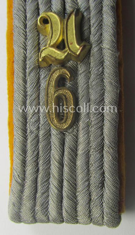 Single - but nevertheless rarely seen! - WH (Heerer) neatly 'cyphered', officers'-type shoulderboard as was intended for a: 'Leutnant des Kavallerie-Aufklärungs-Abts. 6'