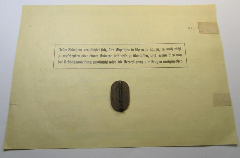 Attractive - and actually scarcely encountered! - RAD- (ie. 'Reichsarbeitsdienst'-) related so-called: 'Traditions-Mützenabzeichen'-grouping as was intended for the Arbeitsmann Georg Seiler who served within the: 'Arbeitsgau XXX'