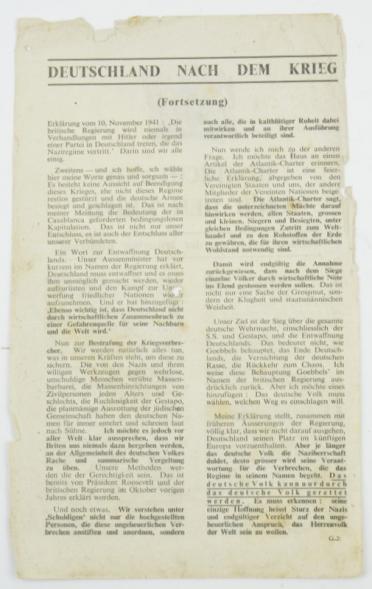 British WW2 Droppingsflyer 'Deutschland nach dem Krieg'