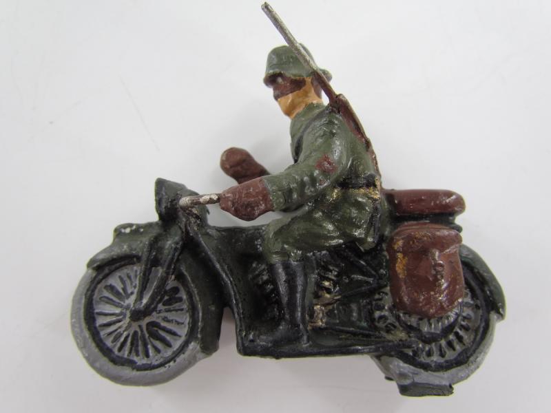 German Soldier On a Motor Bike ( Lineol )