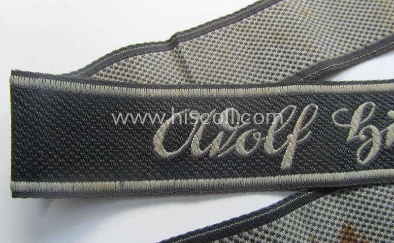 Waffen-SS 1943/44-pattern cuff-title (ie. 'Ärmelstreifen') as executed in typical 'BeVo'-weave-pattern as was intended for a member within the: 1. SS-Panzer-Division "Leibstandarte-SS Adolf Hitler"