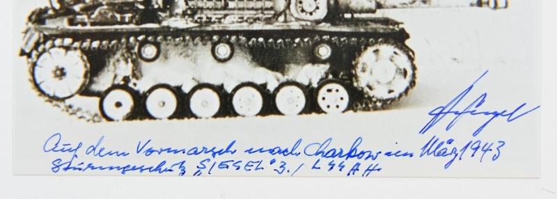 Signature of Waffen-SS KC Recipient 'Hans Siegel'
