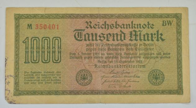 German Third Reich era reprinted banknote