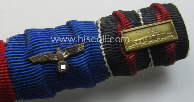 4-pieced, WWII- (ie. TR-) period ribbon-bar (ie. 'Feld- o. Bandspange') showing various WWII-period awards (amongst which a Czech 'Anschluss'-medal with attached detailed 'PB'-bar)