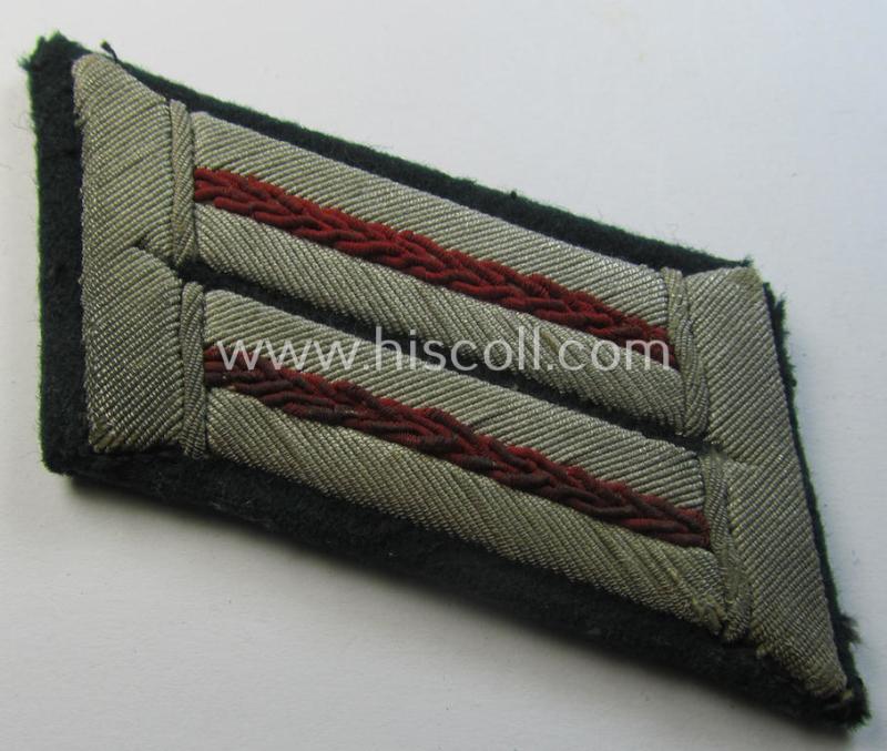 Fully matching - and moderately used! - pair of WH (Heeres) hand-embroidered, officers'-type collar-tabs (ie. 'Kragenspiegel für Offiziere') as was intended for - and/or clearly worn by! - an: 'Offizier der Nebelwerfer-Truppen'