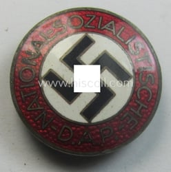 Neatly enamelled- (and bright-red-coloured!) 'N.S.D.A.P.'-membership-pin- ie. party-badge (or:...