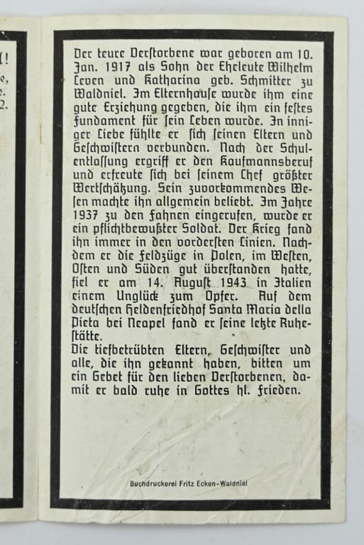 German WH Deathcard Set 'Family Leven'