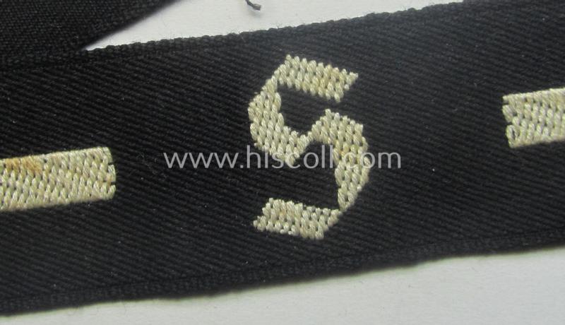 RAD (ie. 'Reichsarbeitsdienst') EM- (ie. NCO-) pattern, commemorative cuff-title (ie. 'Dienstärmelstreifen') depicting a capital 'S'-character (as was intended for commissioned-staff working on the various 'Westwall'-fortifications)