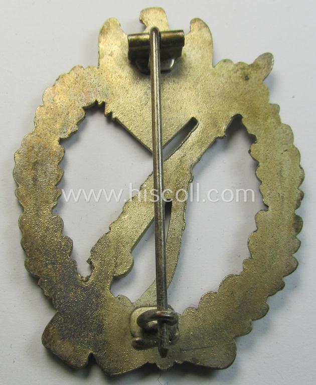 'Infanterie Sturmabzeichen in Silber' being an unmarked example as executed in zinc-based, silverish-toned and copper-coated metal (ie. 'Feinzink') as was produced by the: 'C.E. Juncker'-company