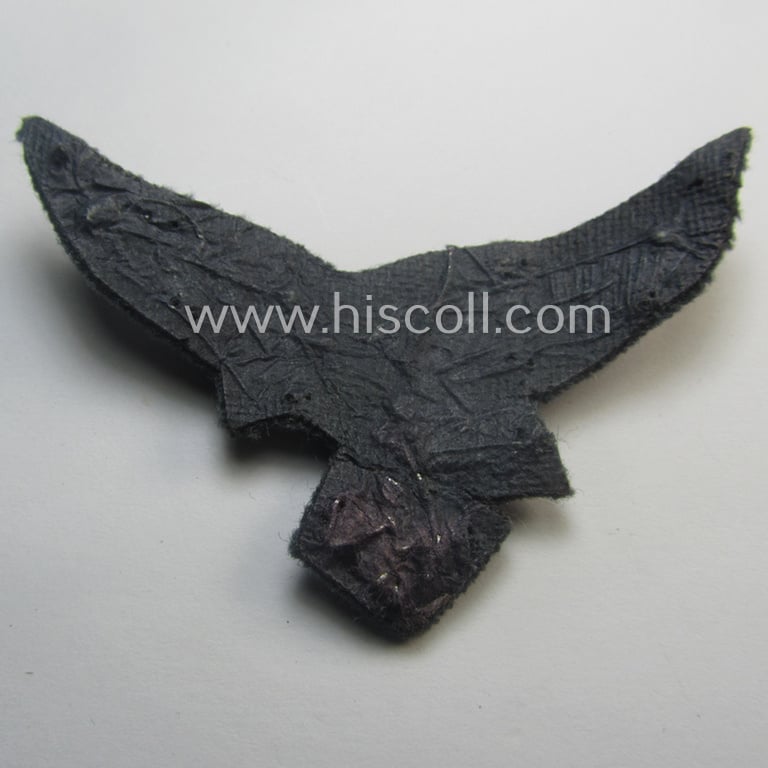 WH (Luftwaffe) officers'-pattern visor-cap-eagle (ie. 'Adler für LW-Offiziers-Schirmmütze') being a neatly hand-embroidered example of the: 'Extra Qualität' that comes in a moderately used- (ie. carefully cap-removed-), condition