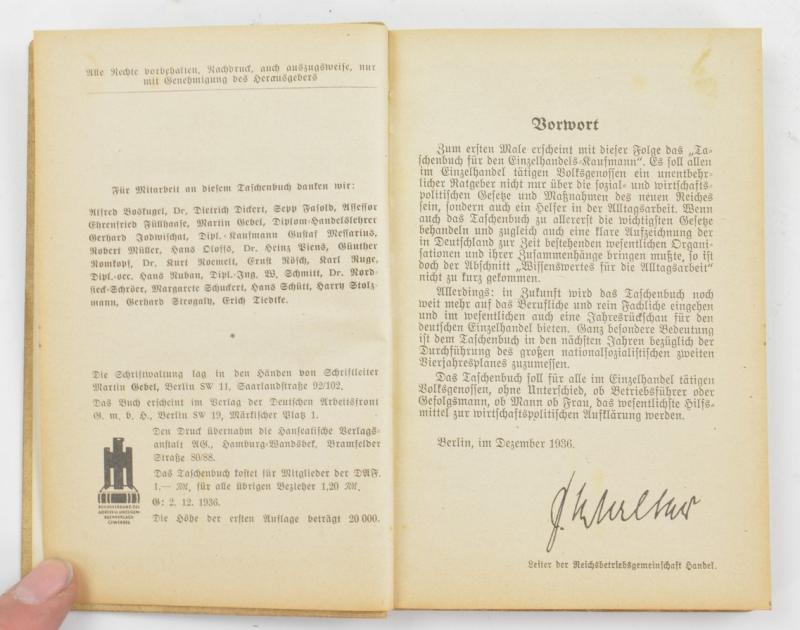 German Third Reich Era RAD 1937 Pocket Kalender
