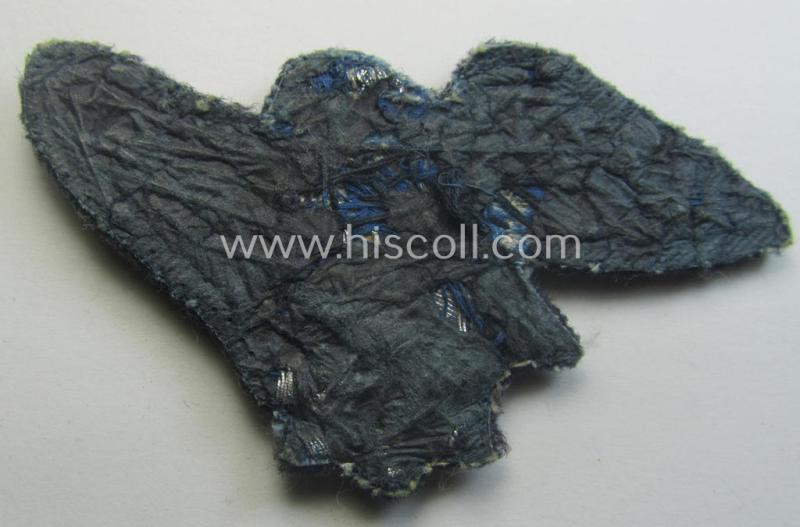 Stunning - and very scarcely encountered! - officers'-pattern, 'Luftschutz' (ie. RLB-) breasteagle being a neatly hand-embroidered- and luxuriously-styled example that is executed onto a bluish-grey-coloured- and/or woolen-based background